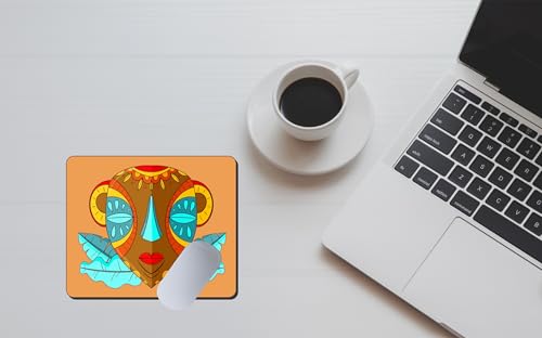Image of My Print Shop Tribal Mask Printed Mouse Pad | 9 x 7.5 Inch (23 x 19 cm) | Non-Slip Rubber Base | Smooth Surface for Office, Home & Gaming