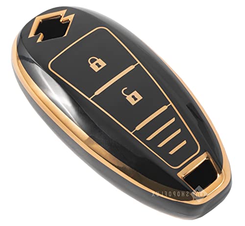 Image of Shopoflux TPU Key Cover Compatible with Baleno | Breeza | S Cross | Ciaz | Swift 2 Button Smart Key (Black)