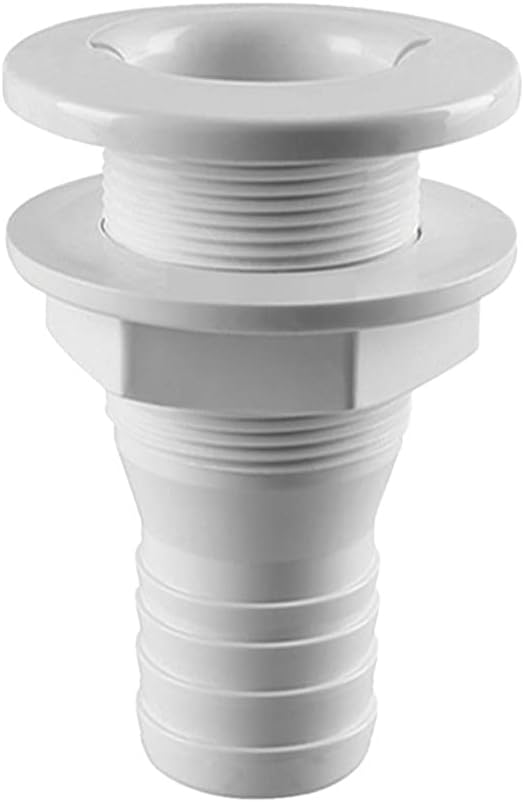 2 Inch Thru-Hull Connector,ABS Plastic Straight Thru-Hull Connector Fitting Boat Transom Drain Tube White Thru Hull Fittings Boat Drain Pipe Accessories