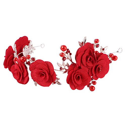 KESYOO Cabelo de Casamento Floral Usar AcessÃ³rios de CabeÃ§a de Casamento Vermelhos Fitas de Cabelo