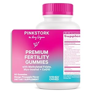 Pink Stork Premium Fertility Gummies for Women – Prenatal Conception Supplements for Her with Inositol, CoQ10, Folate and Vitamins to Support Hormone Balance, Ovulation + Menstrual Cycle, 60 Gummies