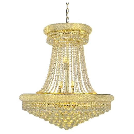 Uboxin Large Crystal Gold Chandeliers for High Ceilings E12 Crystal Chandelier for Living Room Storey Foyer (32in-20 Lights, Gold)