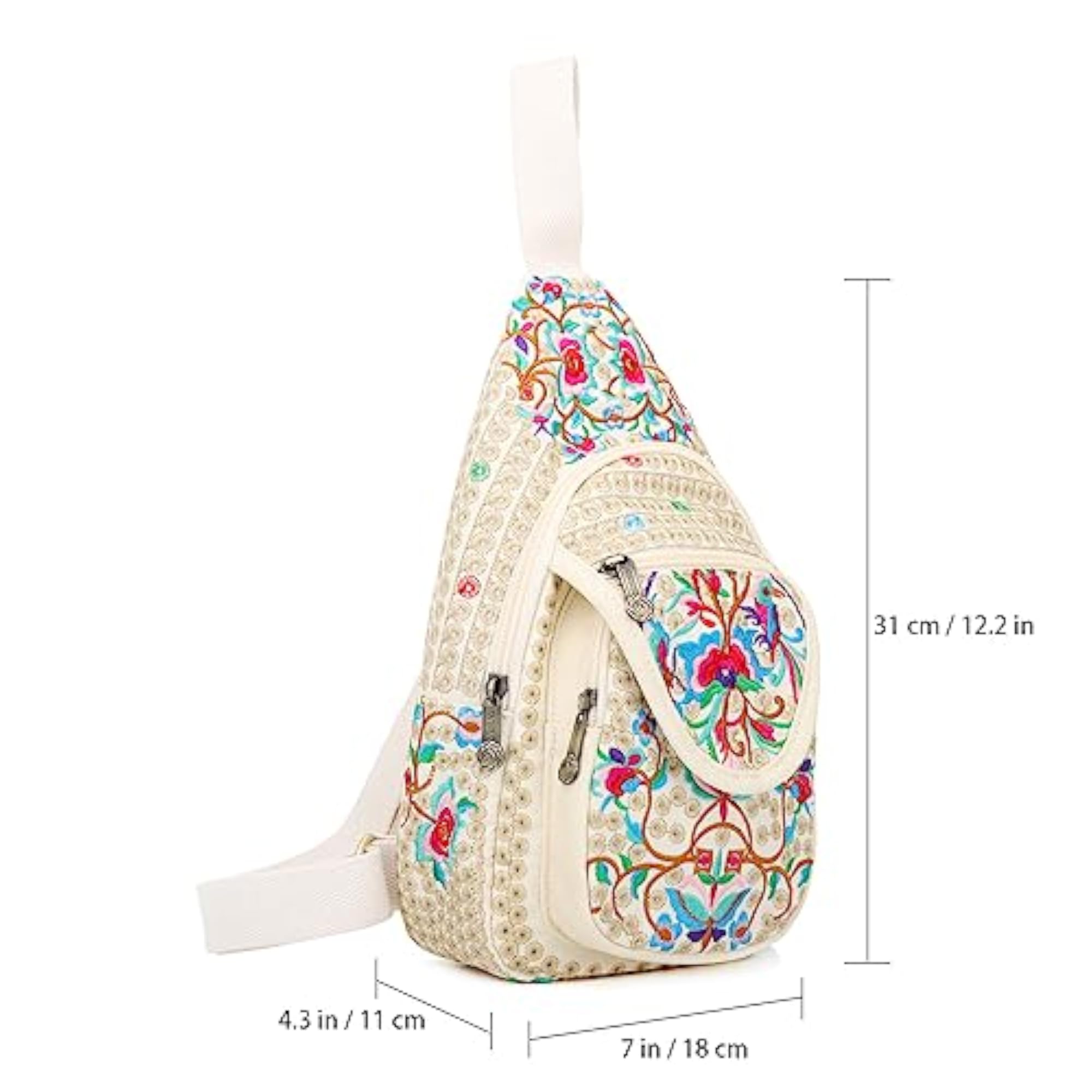 Vintage Floral Embroidered Backpack for Women, Mini Travel Purse