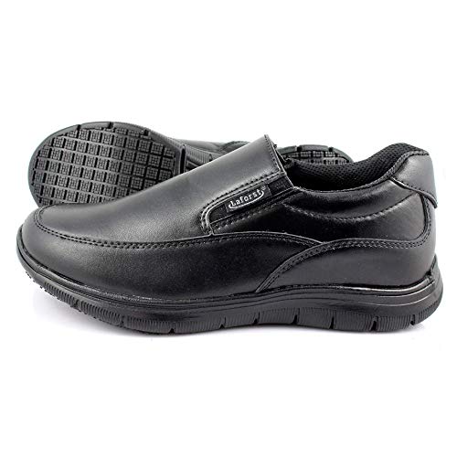 Laforst Jet Mens Man Made Water and Stain Resistant Work Slip Resistant Double Gore Slip On Flats Black 11.5