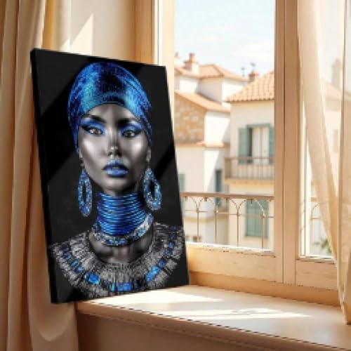 Impressions d'art de femme bleue affiche afro célébration art noir