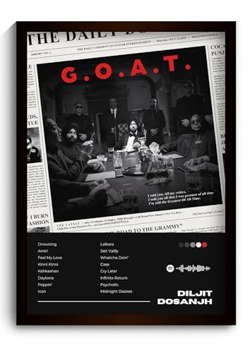Image of Funk You Store Diljit Dosanjh Poster | Framed A4 Poster of Punjabi Singer Diljit Dosanjh's GOAT | GOAT Album Cover | Sleek Aesthetic Frame for Wall, Room Decor, Gifting, Study Table (F 154)