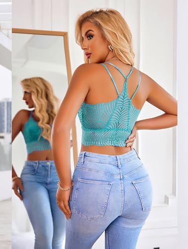 Image of Avidlove Lace Bralette for Women V Neck Camisoles Racerback Adjustable Strap Crop Top