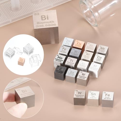 Image of uxcell 2 Pcs Bismuth Cube, 1 Inch High Density Metal Element Cube Metal Density Cube for Chemical Elements Collection Science Education Experiment Application, Silver