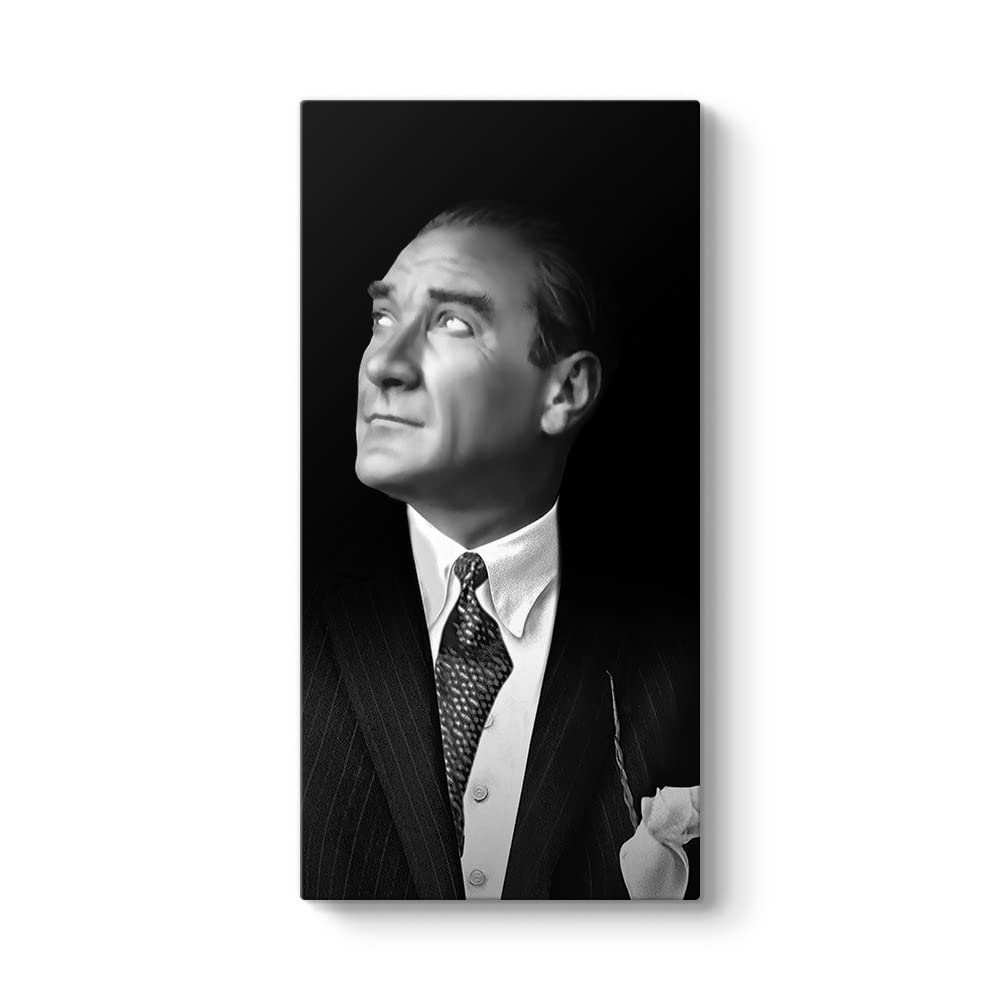 tabloshop Siyah Beyaz Atatürk Portresi Kanvas Tablo 30 x 60