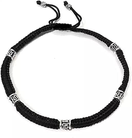 Image of Handmade Pooja EvilEye Black Chain Adjustable Nazar Anklets For Women Men Girls Boys Pack Of 2 evil eye thread, nazar anklet, thread anklet, najariya women anklet