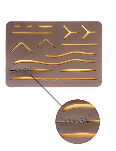 Upgraded 3-Layer Suture Pad with Wounds for Practicing Suturing - Not Easily Separate, Tear or Rip Without Anti-Slip Based (Black Skin)