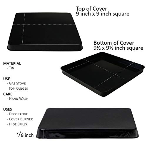 Reston Lloyd G-105-B Square Gas Stove Burner Covers, Set of 4, Black