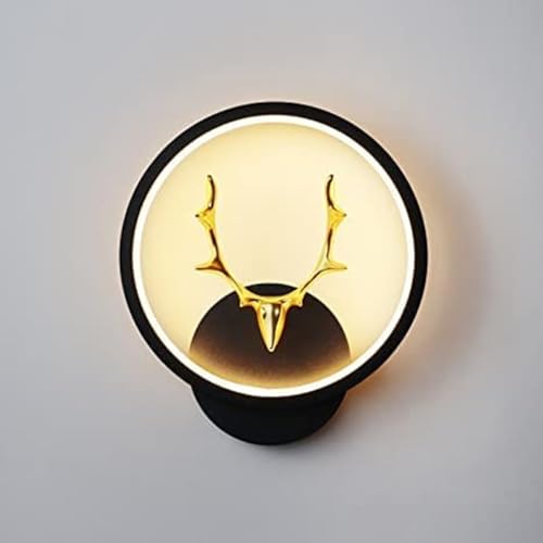 Image of WHITERAY Black Home Decor Inbuilt Led Fancy Wall Light, Night Lamp,Decorative Lamp,Living Room,Bedroom, Cafe (Plastic) (3-Lighting Mode) (Half Deer Round)