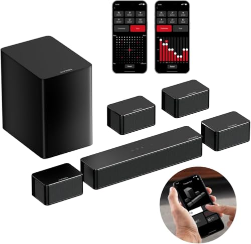 ULTIMEA 7.1 Soundbars, Virtual Surround Sound System for TV, App Control, Soundbar for Smart TV with Wireless Subwoofer, 4 Wired Surround Speakers, Peak Power 410W, Home Theater Sound System, 2025