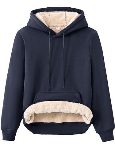 Image of Peakwell Women's Winter Fleece Hoodie Sweatshirts Hooded Jumper, Navy, M