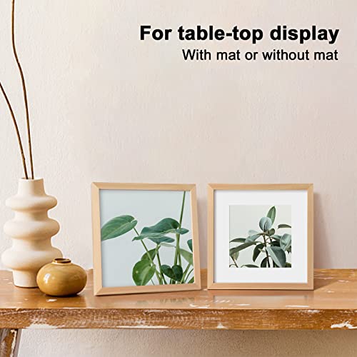 Kinlink 10X10 Picture Frames, Square Natural Wood Frames With Acrylic Plexiglass For Pictures 6X6 With Mat, Tabletop And Wall Mounting Display, Set Of 4 #TOP3