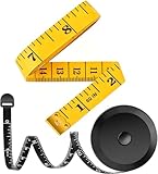 Auto-Retract Body Measuring Tape 60″ (2-Pack) – for Fitness, Weight Loss, Sewing, Tailoring & Craft Measurements,Yellow+Black