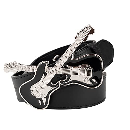 Western Belts for Men,Vintage Style Black Enamel Guitar Music Belt,Black,105CM/41.3''