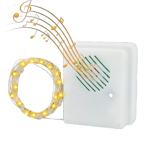Nuziku Christmas Sound Sensor, Christmas Song Voice-Activated Props with 9.8ft Led String Lights, Christmas String Lights with Warm Light, Christmas Fairy Lights for Xmas Tree Decor