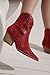 Beast Fashion Women's Rhinestone Ankle Boots Cowboy Boots Stacked Block Heel Boots Cowgirl Boots Side Zipper Pointed Toe Boots, Red, 8