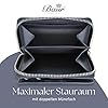 Baur Damen Geldbörse Echt Leder Geldtasche | Geldbeutel mit RFID Schutz | kleines Portemonnaie viele Kartenfächer | Wallet mit Druckknopfverschluss & Reißverschluss-Compartment (Dunkelblau) #3