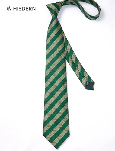 Image of HISDERN Mens Ties Plaid Tie and Pocket Square Set Classic Woven Formal Checkered Neckties & Handkerchief Wedding Party