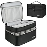 LEFOR·Z Medicine Storage Bag,Double Layers Pill Bottle Organizer Bag Empty with Lockable Zipper&Adjustable Divider,Medication Travel Carrying Case for Pills,Vitamins,Medical Supplies,Black