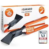 Gakago Falzzange 45° - Abkantzange/Biegezange mit extra breiten 60mm Backen - Präziser Falzwinkel, rutschfester Griff & Korrosionsschutz - Spengler Werkzeug für Dachdecker und Blech biegen