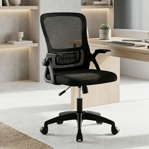 Image of HAVAI Aero Ergonomic Office Chair with Reclining & Folding Back | Net Cloth Fabric | 60D Recycled Foam + 24D Virgin Cotton | Class 2 Gas Lift | Nylon Base & Wheels (Black)