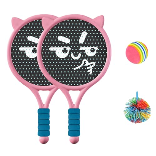 Sonsoke Juego de raquetas de tenis para niños, 2 raquetas + 2 pelotas, material PP duradero, interacción entre padres e hijos, juguete deportivo para jardín, playa, parque de juegos, tenis al aire