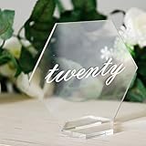 HighFree Clear Acrylic Hexagon Place Cards with Printed Calligraphy Number for Wedding Table, 1-20...