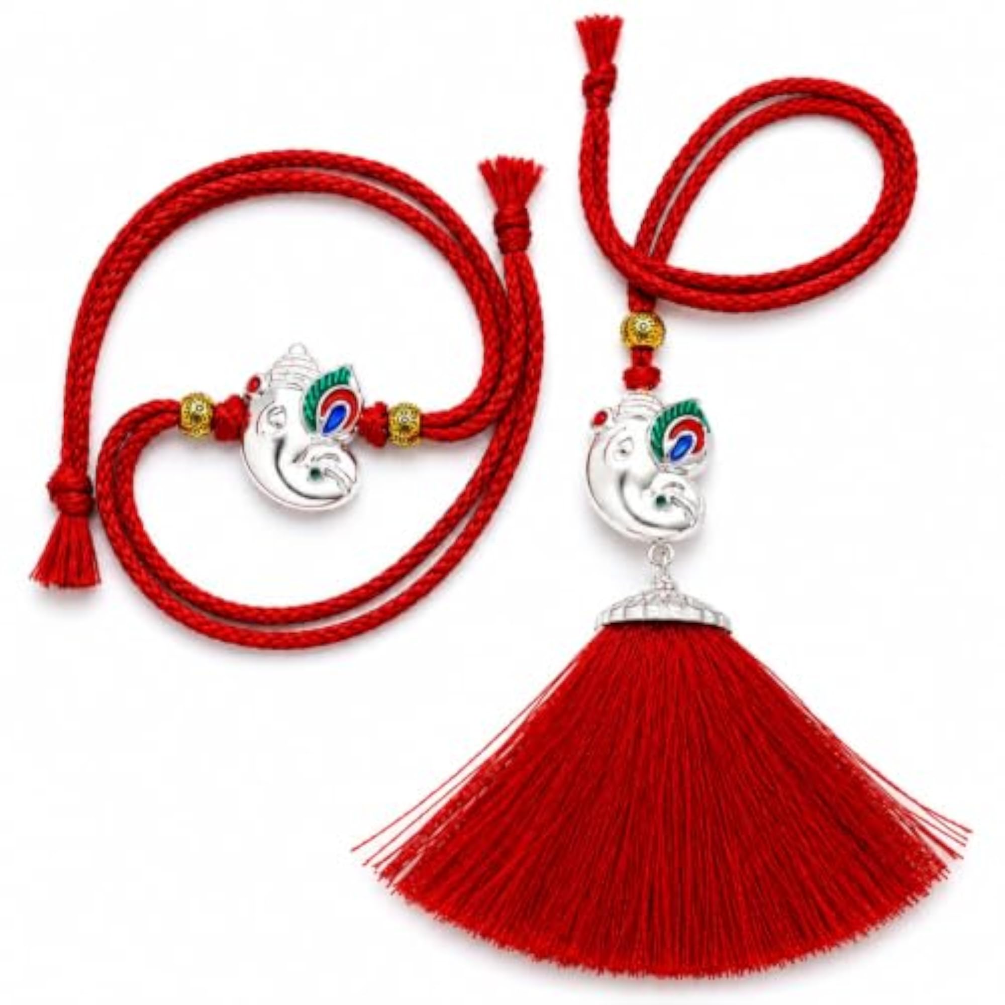 925 Pure Silver Bhaiya Bhabhi Rakhi Combo Gift Set