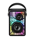 Raymate Bluetooth Speakers Wireless, 80W Speakers with Subwoofer-V5.3, HiFi Stereo Sound, Rhythmic Lighting System, 15H Playtime, 8000mAh Power Bank for Phone, Portable for Outdoor