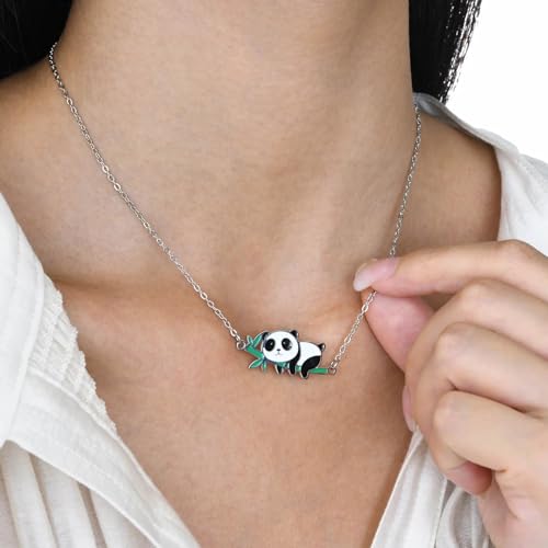 Collier Panda en argent massif 925, pendentif médaillon d'exception