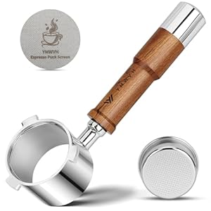 51mm Bottomless Portafilter 3 Ears for De'Longhi La Specialista Coffee Espresso Machine EC9335 9155 9355 9665, 00% Stainless Steel Filter Basket with Puck Screen and Walnut Handle