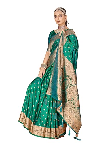 Image of Mehrang Women's Pure Kanjivaram Silk Saree Banarasi Silk Wedding Sarees for Women with Blouse Piece