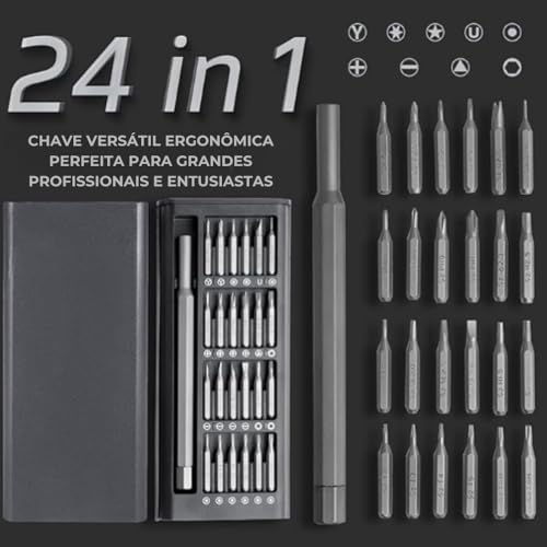 Combo Chaves De Fenda Magnética Multifuncional 25 Em 1 Com Case Compacto Para Eletrônicos Celulares