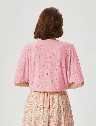 Image of Belle Poque Women's Open Front Bolero Shrug Batwing Short Sleeve Cropped Cardigan Lightweight