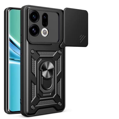 Image of Casodon Shockproof Back Case Cover for Oppo Find X9s 5G, Shockproof Oppo Find X9s Back Cover, Ring Case with Kickstand and Camera Protection Shutter - Black