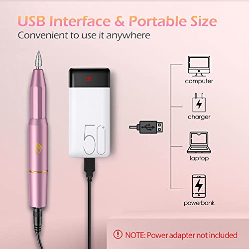 Elektrische Nagelfräser,Profi Elektrische Nagelfeile Pediküreset, 20000u/Min USB Maniküre Set Elektrisch Nagelfräser… – Bild 4