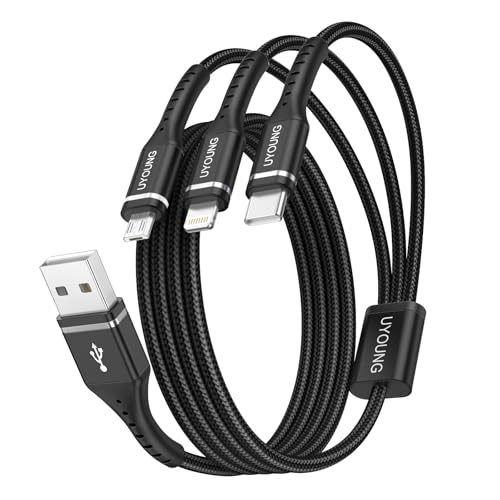 3in1 充電ケーブル USBケーブル 3 in 1 充電コード 1.2m (ライトニング/USB-C/Micro USB端子) iPhone Android タイプC ケーブル 各種対応の商品画像（Amazon）