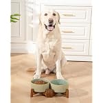 Ceramic Dog Bowls Set with Acacia Wood Stand, 3.5 Cups Pet Bowls Set of 2 for Medium Dogs, Cute Dog Food Bowl, Cat Bowls - Image 6