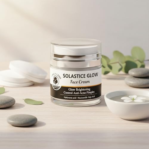 Image of Light Flame Solastice Glow Face Cream for Brightening, Anti-Acne, Pimple Control | Enriched with Hyaluronic Acid, Niacinamide, Kojic Acid | For All Skin Types | Advanced Glow & Clear Skin Care | 50grm