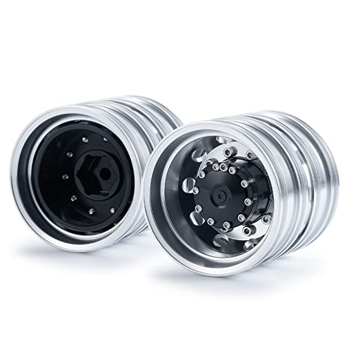 SWX CNC Rear Wheel Rim Crawler Wheels Rims fo 1/14 RC Tractor Truck Tamiya RC Car Upgrades Parts (2 PCS)