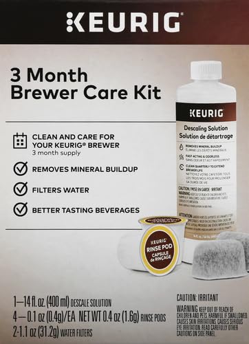 Image of Keurig 3-Month Brewer Maintenance Kit Includes Descaling Solution, Water Filter Cartridges & Rinse Pods, Compatible Classic /1.0 & 2.0 K-Cup Coffee Makers, 7 Count (Pack of 4)