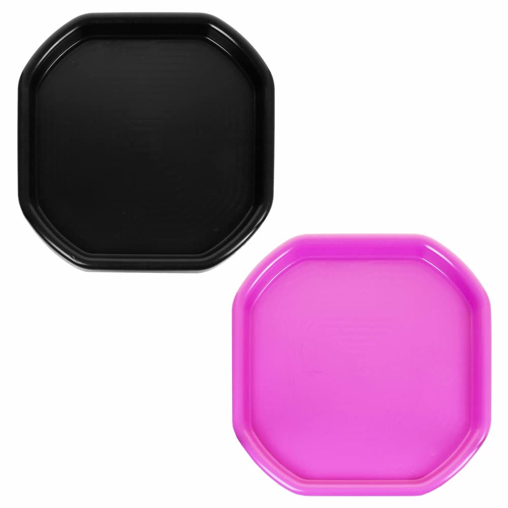 JMS we create smile - (Set of 2) Small Plastic Mixing Truff Tray | Sand Water Play Equipment | Pool Pit Tray | Water Game & Garden Beach Tuff Tray. (Black + Pink)