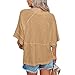 Sovelen Women's Summer Casual Crewneck Batwing Half Sleeve T-Shirts Solid Color Loose Fit Cute Basic Flowy Tops Tees Blouses Khaki