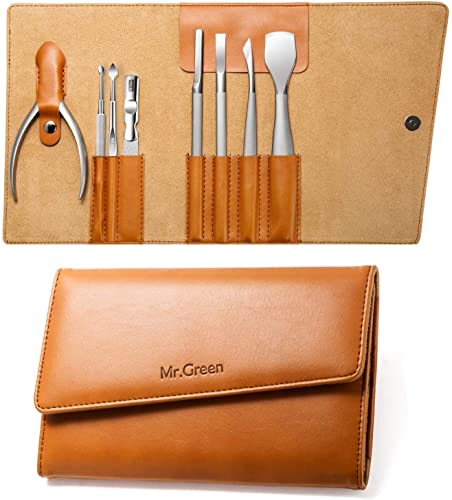 Ingrown Toenail Tools Kit, Professional Manicure Pedicure Set Stainless Steel Toe Nail Clippers Set with Gift Box Leather Travel Case (8 Pieces)