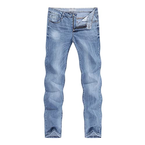 Jeans droit homme printemps automne pantalon long mince bleu clair