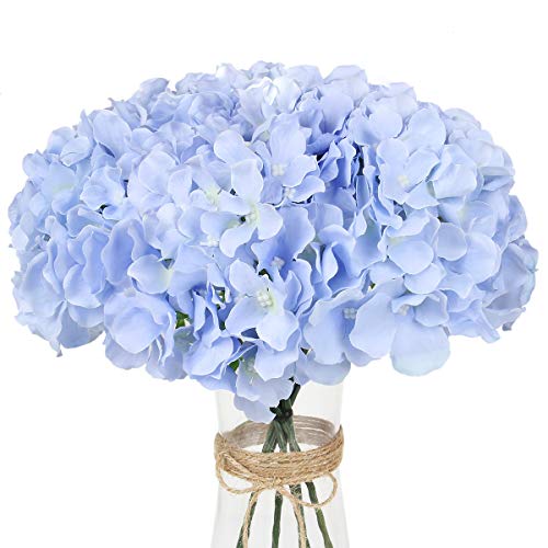 Exoment Silk Hydrangea Heads With Stems,Blue Artificial Flower Heads Diy Wedding Centerpiece Home Party Baby Shower Decor (Blue, 10) #TOP3